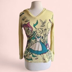 Disney Couture Y2K Vintage Alice in Wonderland Waffle Hoodie T-Shirt Tee